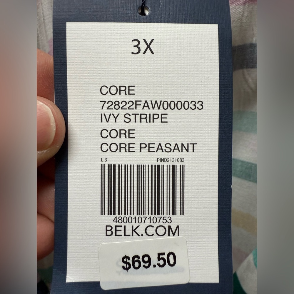 crown & ivy Women’s Plus Size 3X Multicolor Striped 3/4 sleeve Peasant Blouse - Picture 5 of 9